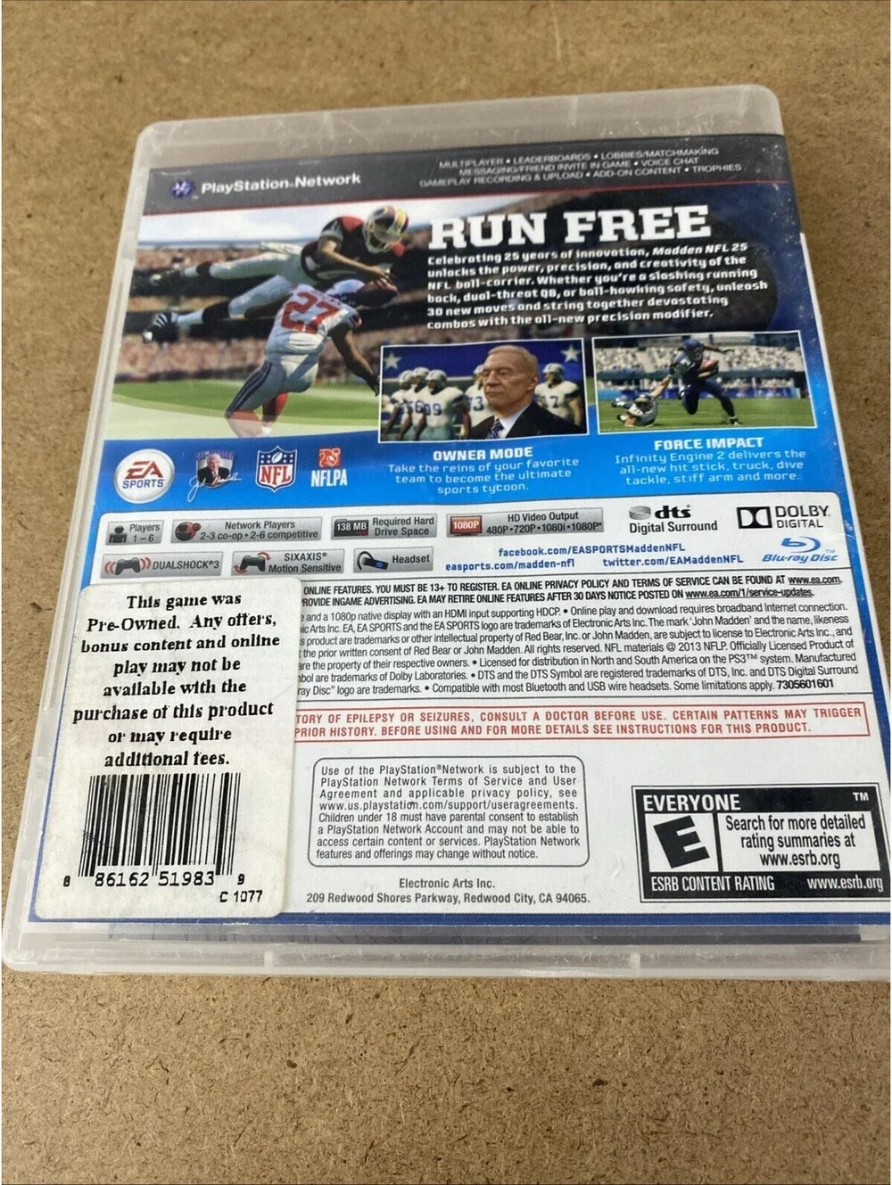 Madden NFL 25 Sony PlayStation 3 PS3 - Complete In Box